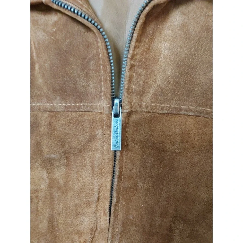 Boston Harbour Jacket Mens XXL 2XL Suede Leather Full Zip Outdoor Brown Lined